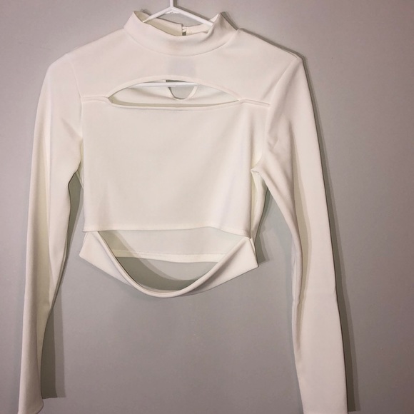 Missguided Tops - White cutout long sleeve